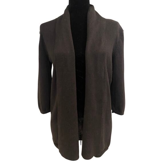 SALE! Talbots Petite Black Linen Cotton Blend Cardigan Size S - Picture 1 of 6